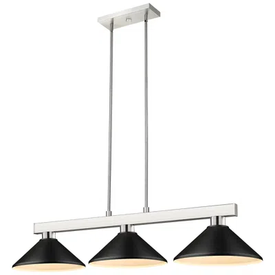 Z-lite Cobalt 46"w Brushed Nickel Black 3-light Billiard Pendant