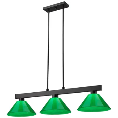 Z-lite Cobalt By  Matte Black 3 Light Billiard Light