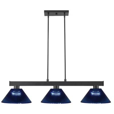Z-lite Cobalt By  Matte Black 3 Light Billiard Light
