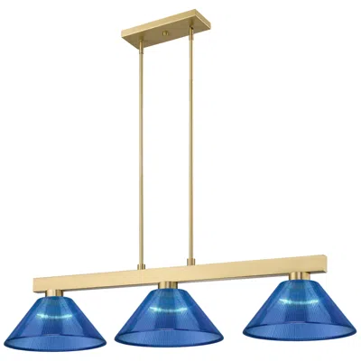 Z-lite Cobalt By  Modern Gold With Dark Blue 3 Light Billiard
