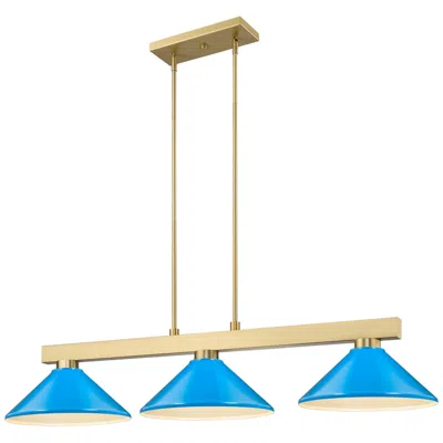 Z-lite Cobalt By  Modern Gold With Electric Blue 3 Light Billiard