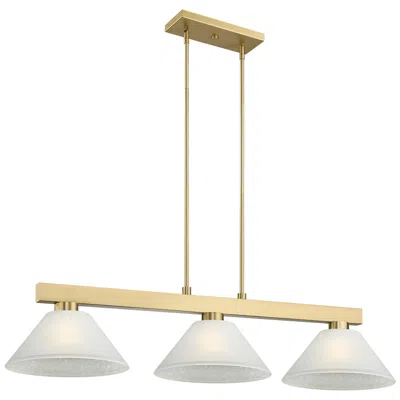 Z-lite Cobalt By  Modern Gold With White Linen 3 Light Billiard