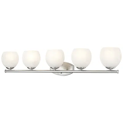 Z-lite Colette Brushed Nickel 5 Light Vanity With Feathered White Shade