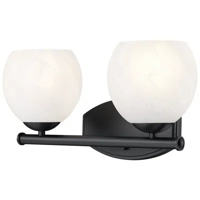 Z-lite Colette Matte Black 2 Light Vanity With Feathered White Shade