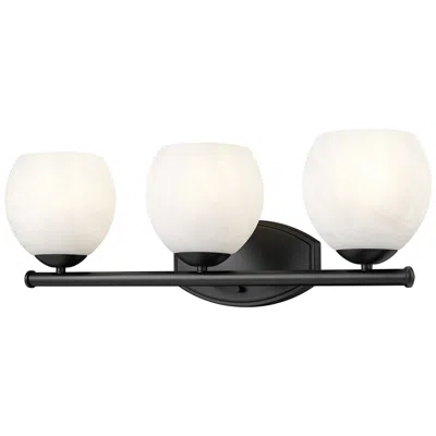 Z-lite Colette Matte Black 3 Light Vanity With Feathered White Shade