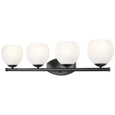 Z-lite Colette Matte Black 4 Light Vanity With Feathered White Shade