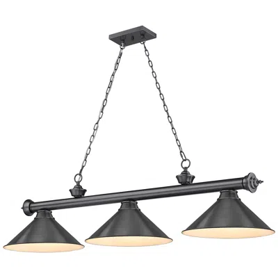 Z-lite Cordon 57 1/4" Wide Bronze Plate 3-light Billiard Pendant