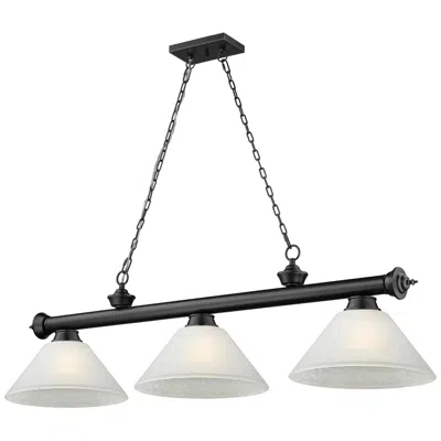 Z-lite Cordon 57 1/4"w Black 3-light Billiard Pendant W/ White Linen