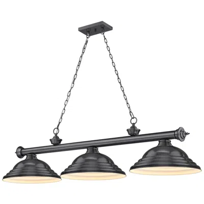 Z-lite Cordon 58" Wide Bronze Plate 3-light Billiard Pendant