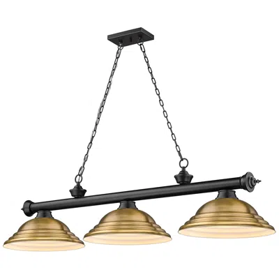 Z-lite Cordon 58" Wide Matte Black 3-light Billiard Pendant