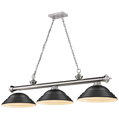 Z-lite Cordon 58" Wide Nickel And Black 3-light Billiard Pendant