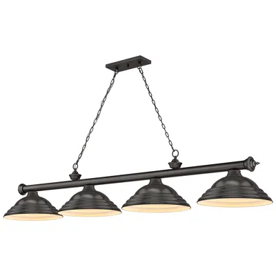 Z-lite Cordon 81 1/4" Bronze 4-light Step Cone Billiard Pendant