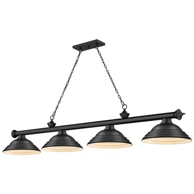 Z-lite Cordon 81 1/4" Matte Black 4-light Step Cone Billiard Pendant