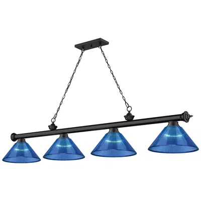 Z-lite Cordon 81 1/4" Wide Black And Blue 4-light Billiard Pendant