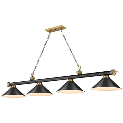 Z-lite Cordon 81 1/4" Wide Black And Brass 4-light Billiard Pendant