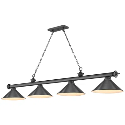 Z-lite Cordon 81 1/4" Wide Bronze Plate 4-light Billiard Pendant