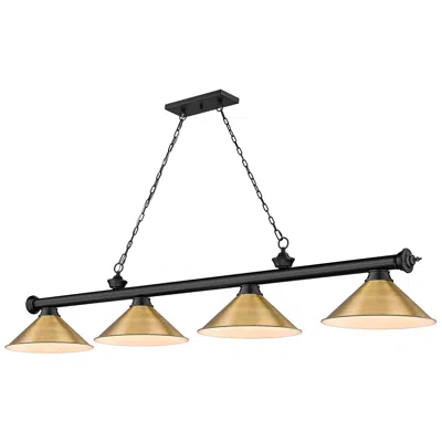 Z-lite Cordon 81 1/4"w Black Brass 4-light Billiard Pendant