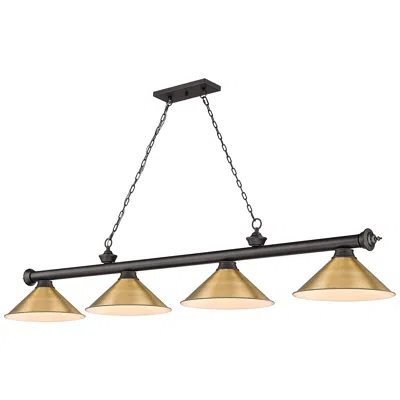 Z-lite Cordon 81 1/4"w Bronze And Brass 4-light Billiard Pendant