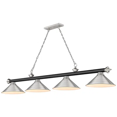 Z-lite Cordon 81 1/4"w Nickel And Black 4-light Billiard Pendant