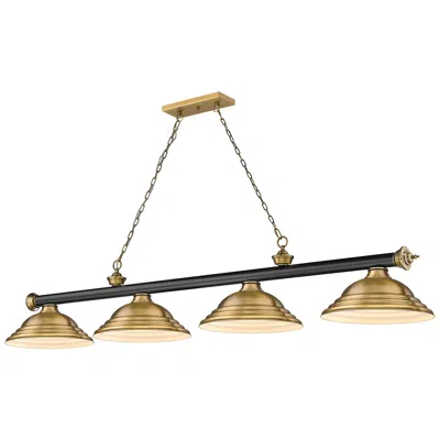 Z-lite Cordon 81 3/4" Wide Brass And Black 4-light Billiard Pendant