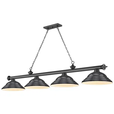 Z-lite Cordon 81 3/4" Wide Bronze Plate 4-light Billiard Chandelier
