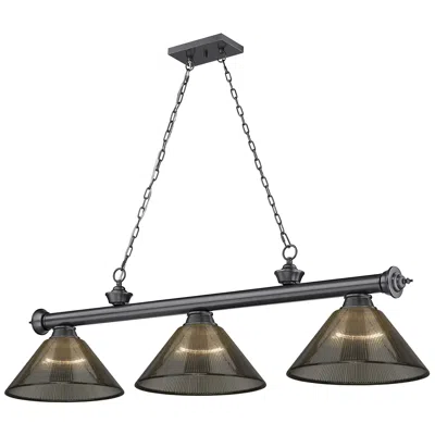 Z-lite Cordon By  Bronze Plate 3 Light Billiard Light