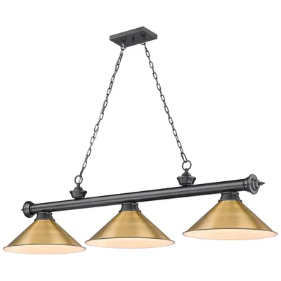 Z-lite Cordon By  Bronze Plate 3 Light Billiard Light