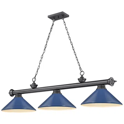 Z-lite Cordon By  Bronze Plate 3 Light Billiard Light In Blue