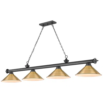 Z-lite Cordon By  Bronze Plate 4 Light Billiard Light