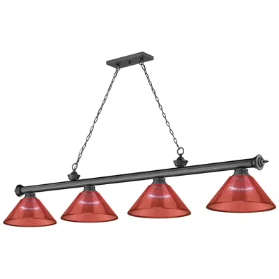 Z-lite Cordon By  Bronze Plate 4 Light Billiard Light