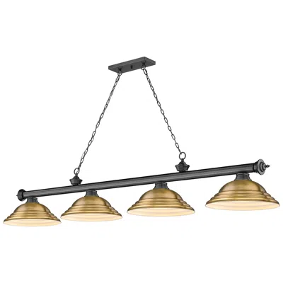 Z-lite Cordon By  Bronze Plate 4 Light Billiard Light