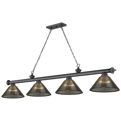 Z-lite Cordon By  Bronze Plate 4 Light Billiard Light In Brown