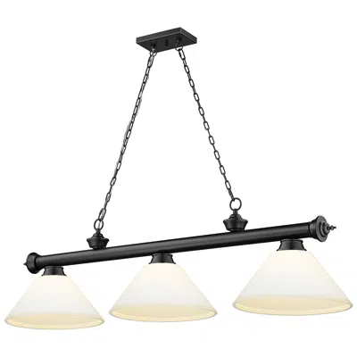 Z-lite Cordon By  Matte Black 3 Light Billiard Light