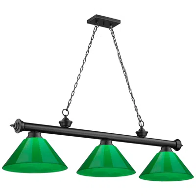 Z-lite Cordon By  Matte Black 3 Light Billiard Light