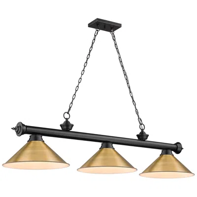 Z-lite Cordon By  Matte Black 3 Light Billiard Light