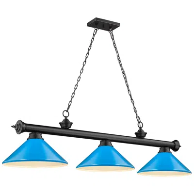 Z-lite Cordon By  Matte Black 3 Light Billiard Light