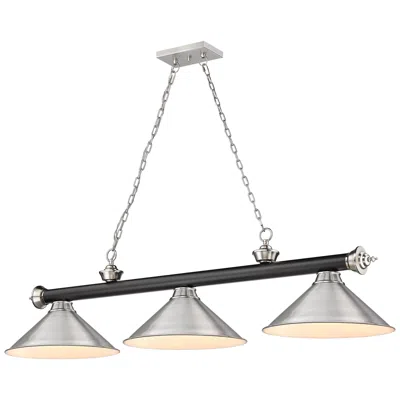 Z-lite Cordon By  Matte Black + Brushed Nickel 15 Inch 3 Light Billiard