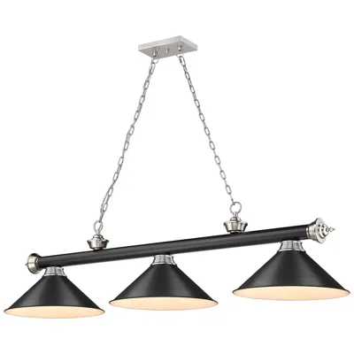 Z-lite Cordon By  Matte Black + Brushed Nickel 15 Inch 3 Light Billiard