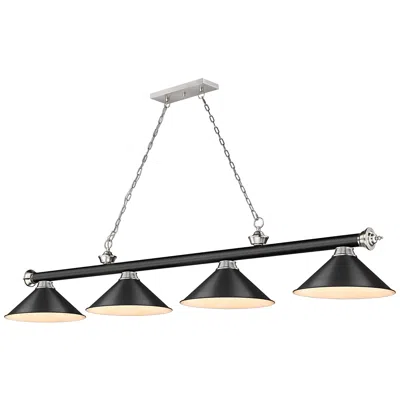 Z-lite Cordon By  Matte Black + Brushed Nickel 4 Light Billiard Light