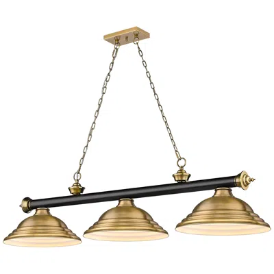 Z-lite Cordon By  Matte Black + Rubbed Brass 3 Light Billiard Light