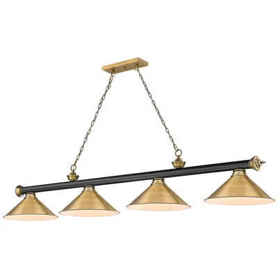 Z-lite Cordon By  Matte Black + Rubbed Brass 4 Light Billiard Light