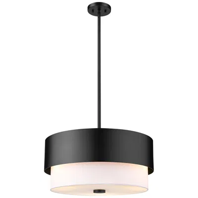 Z-lite Counterpoint 18" Wide Matte Black 2-tier Drum Pendant Light