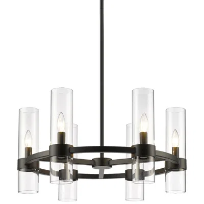 Z-lite Datus 26" Wide Modern Matte Black 6-light Ring Chandelier