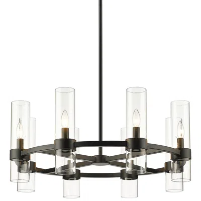 Z-lite Datus 32" Wide 8-light Matte Black Clear Glass Ring Chandelier