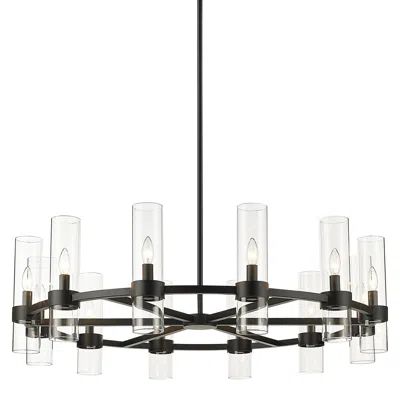Z-lite Datus 43 1/2" Wide 12-light Matte Black Modern Ring Chandelier