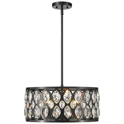 Z-lite Dealey 19" Wide Crystal Matte Black 5-light Chandelier