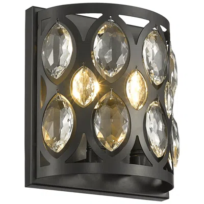 Z-lite Dealey 9 1/4" High Matte Black And Crystal Ada Wall Sconce