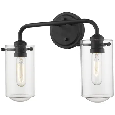 Z-lite Delaney 15" Wide High Matte Black 2-light Bath Light