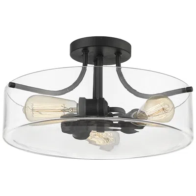 Z-lite Delaney By  Matte Black 15 Inch 3 Light Semi Flush Mount