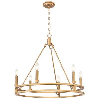 Z-lite Dennison 27 1/2"w Signature Brass 6-light Chandelier
